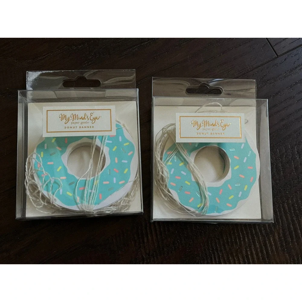 Lot of 2 Banner, Garland, Neon Donut Banner, Birthday Party Decorations 8’ NEW